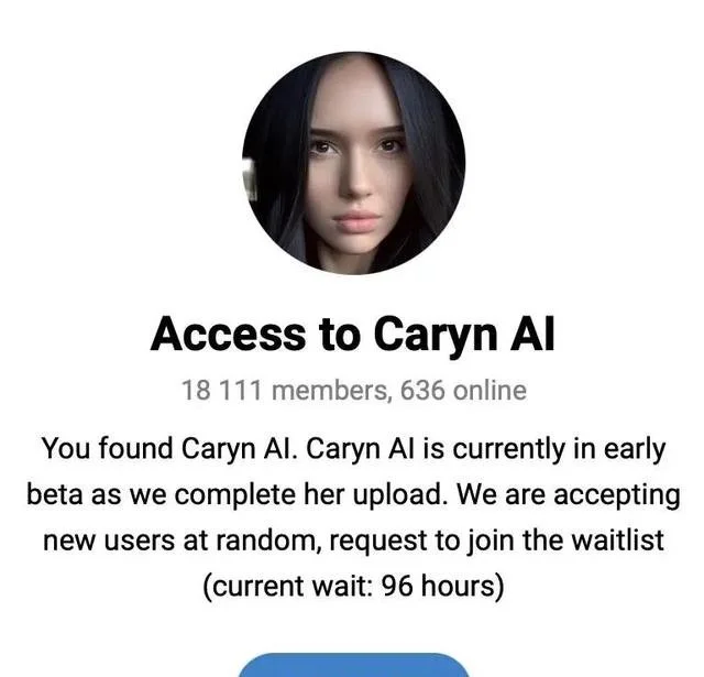 CarynAI Telegram 群组页面